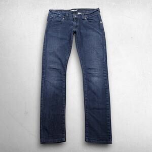 Levis 504 Slouch Skinny Jeans Women Jr 9M Blue Stretch Low Rise Casual City